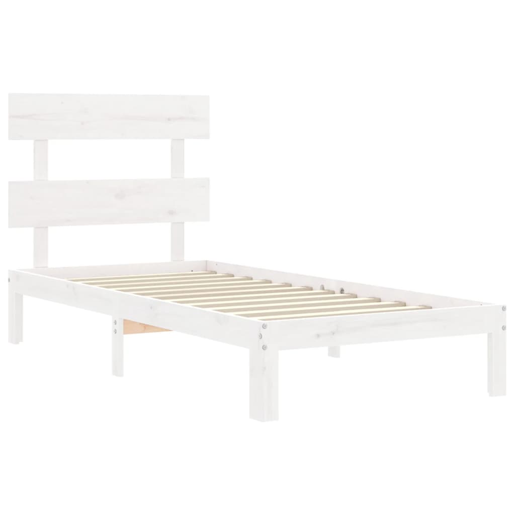 Bed Frame With Headboard White Single Solid Wood