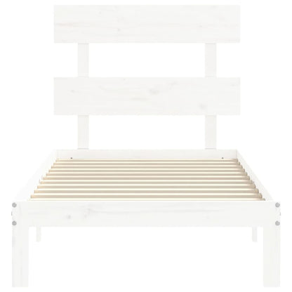 Bed Frame With Headboard White Single Solid Wood