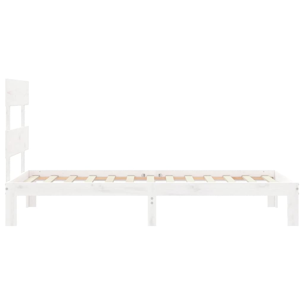 Bed Frame With Headboard White Single Solid Wood