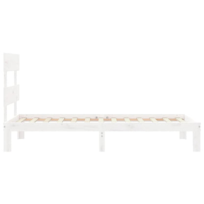 Bed Frame With Headboard White Single Solid Wood