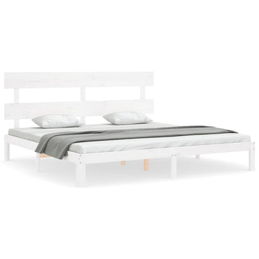 Bed Frame With Headboard White Super King Size Solid Wood