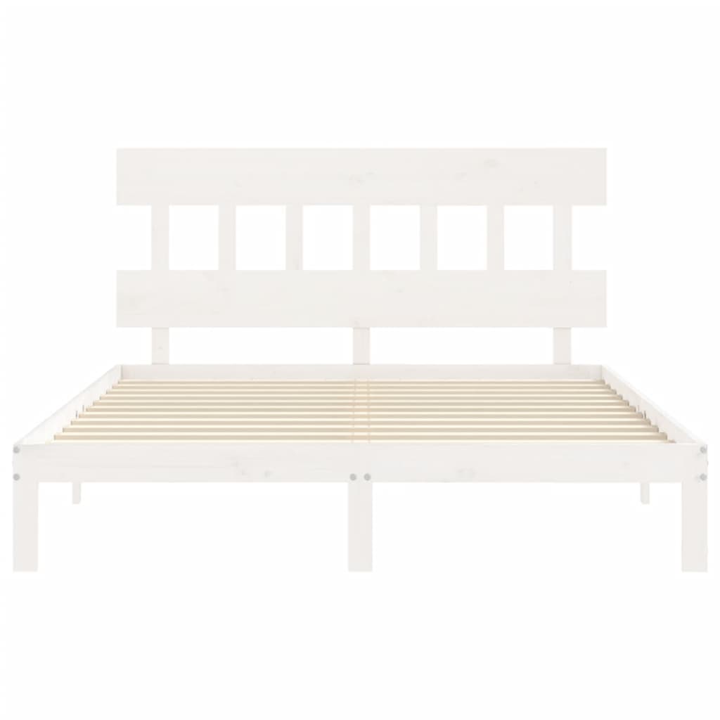 Bed Frame With Headboard White King Size Solid Wood