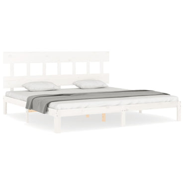 Bed Frame With Headboard White Super King Size Solid Wood