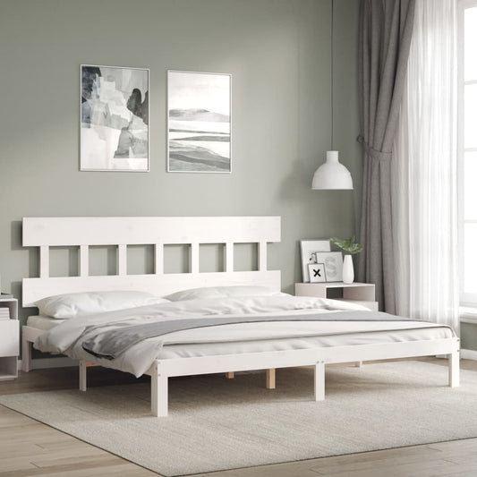 Bed Frame With Headboard White Super King Size Solid Wood