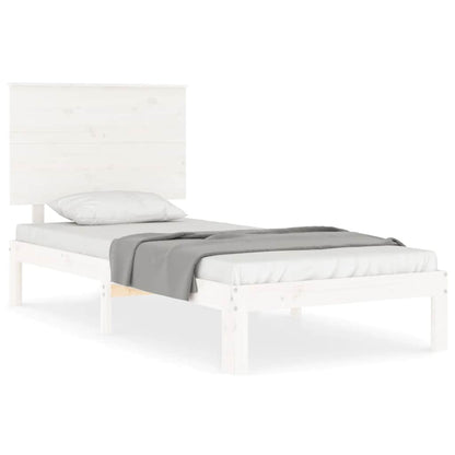 Bed Frame With Headboard White Single Solid Wood