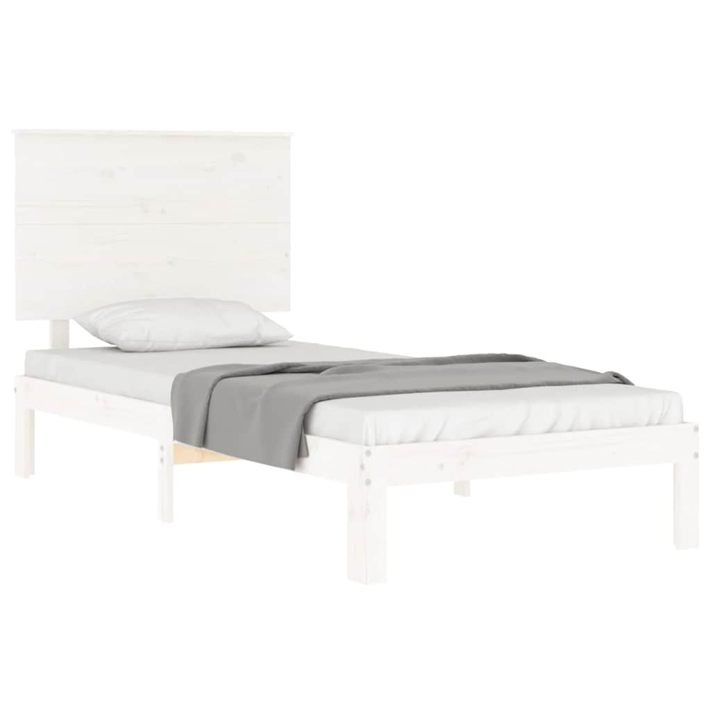 Bed Frame With Headboard White Single Solid Wood