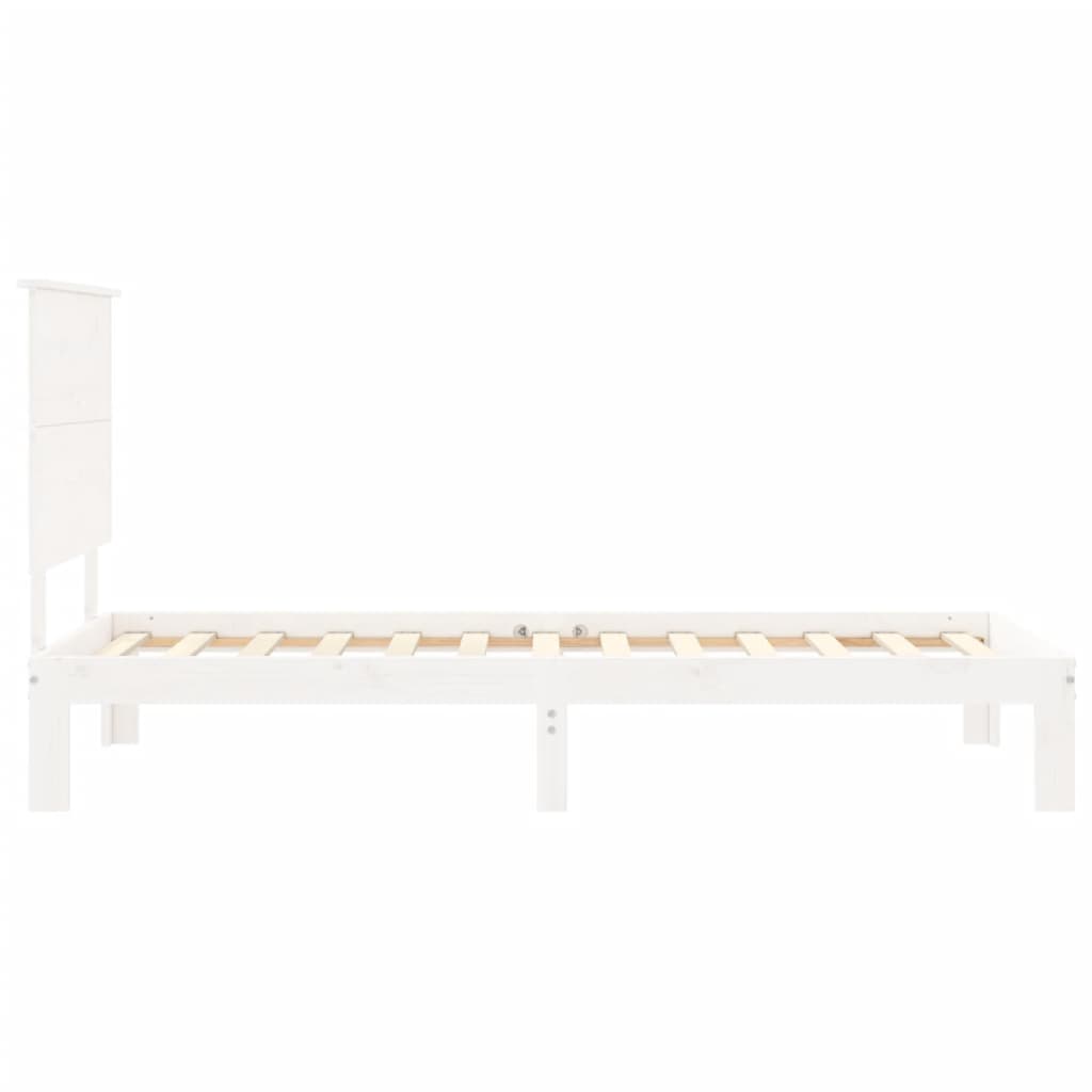 Bed Frame With Headboard White Single Solid Wood