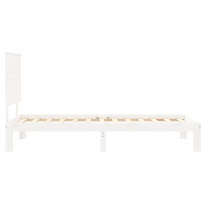 Bed Frame With Headboard White Single Solid Wood