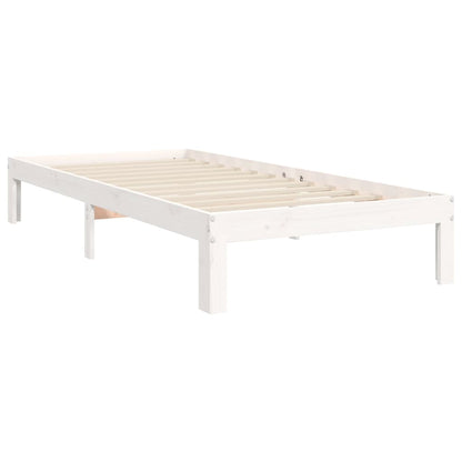 Bed Frame With Headboard White Single Solid Wood