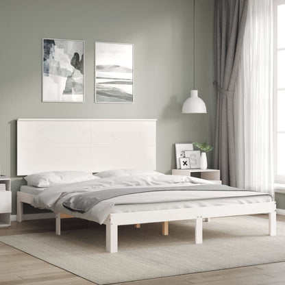 Bed Frame With Headboard White King Size Solid Wood