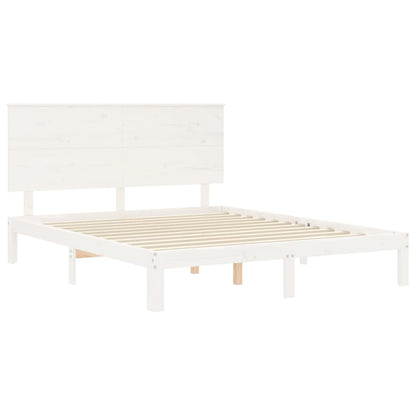 Bed Frame With Headboard White King Size Solid Wood