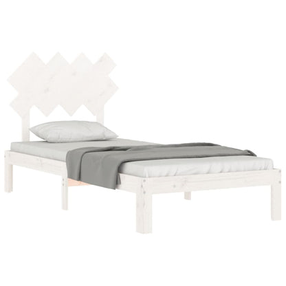 Bed Frame With Headboard White Single Solid Wood