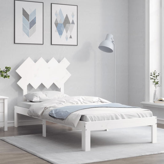 Bed Frame With Headboard White Single Solid Wood