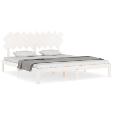 Bed Frame With Headboard White Super King Size Solid Wood