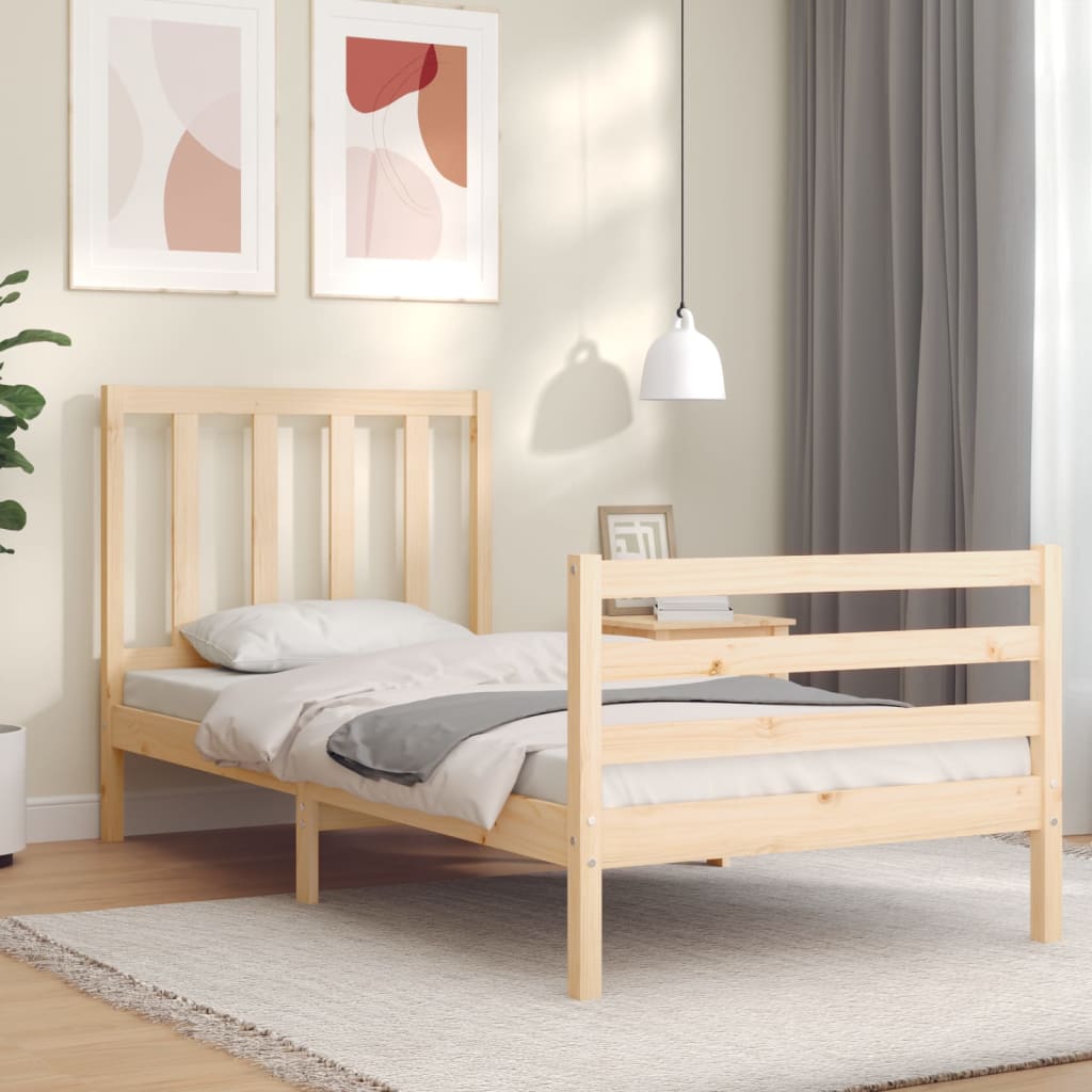 Bed Frame With Headboard Single Solid Wood