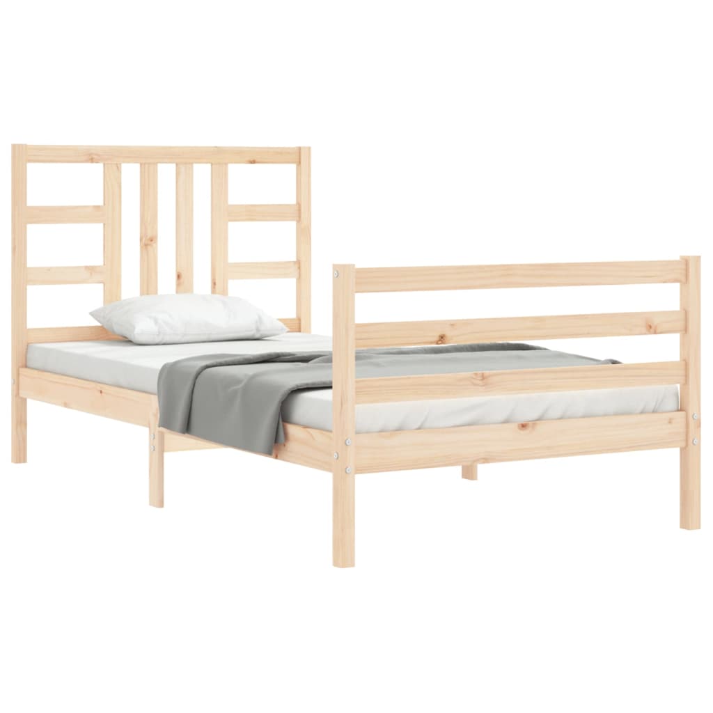 Bed Frame With Headboard Single Solid Wood