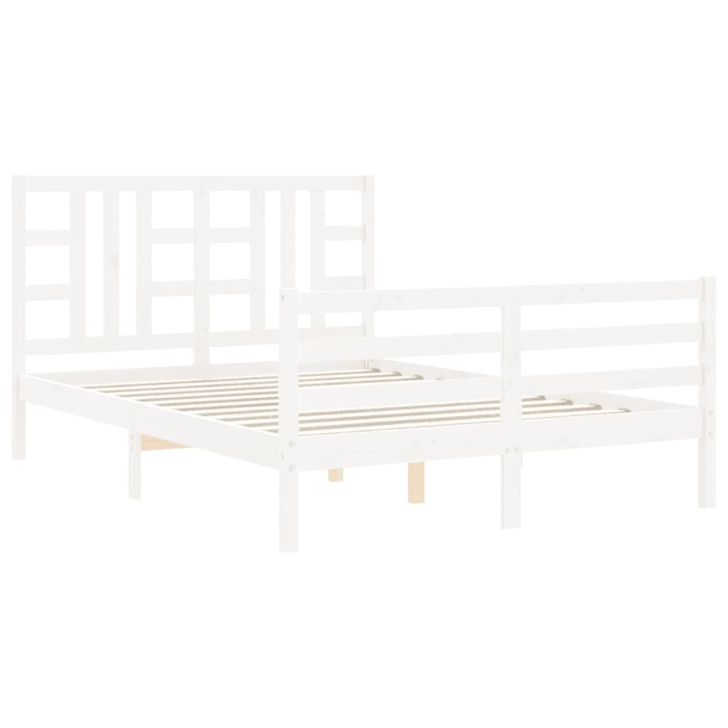 Bed Frame With Headboard White King Size Solid Wood