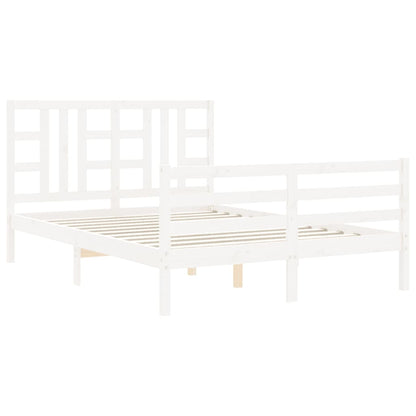 Bed Frame With Headboard White King Size Solid Wood