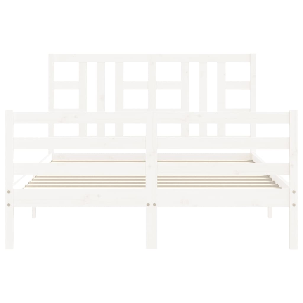 Bed Frame With Headboard White King Size Solid Wood