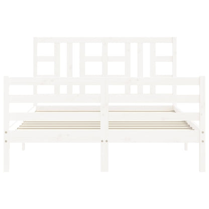 Bed Frame With Headboard White King Size Solid Wood