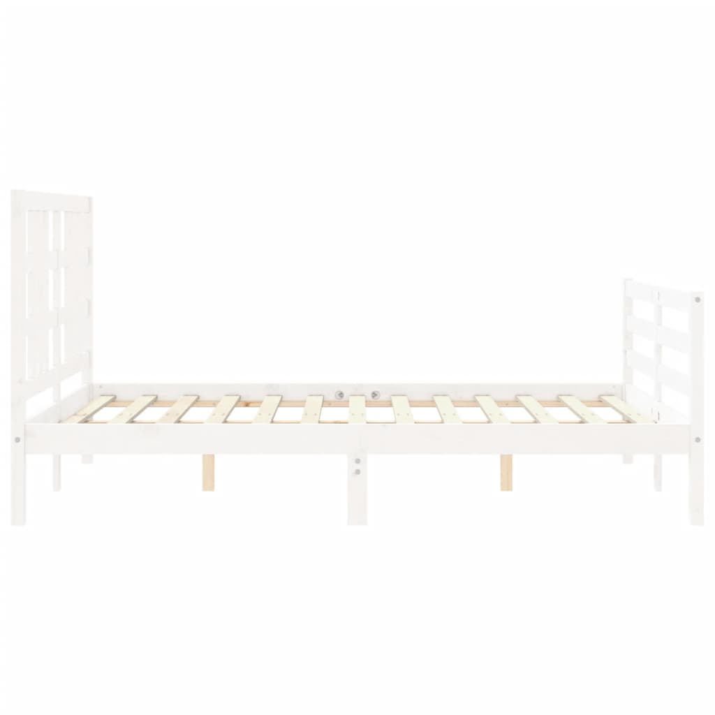 Bed Frame With Headboard White King Size Solid Wood