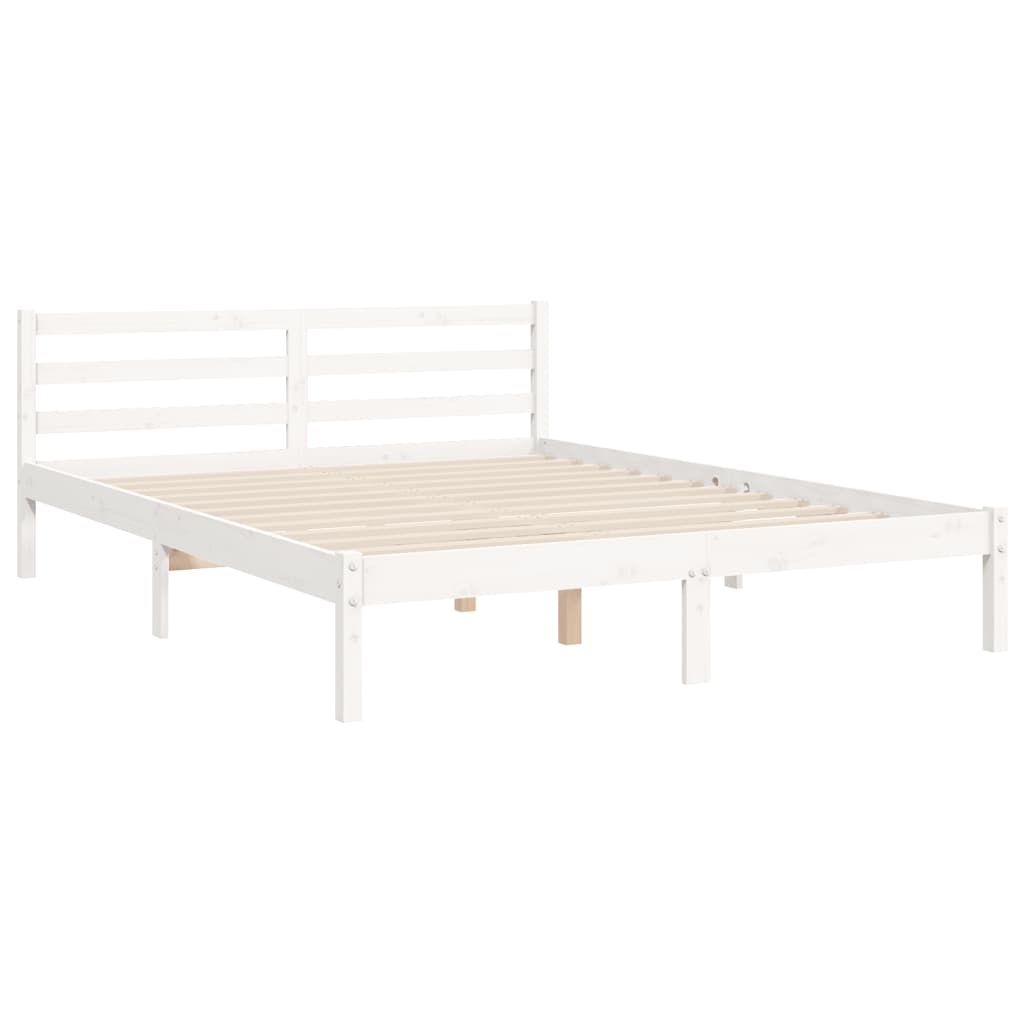 Bed Frame With Headboard White King Size Solid Wood