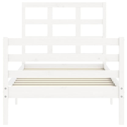 Bed Frame With Headboard White Single Solid Wood