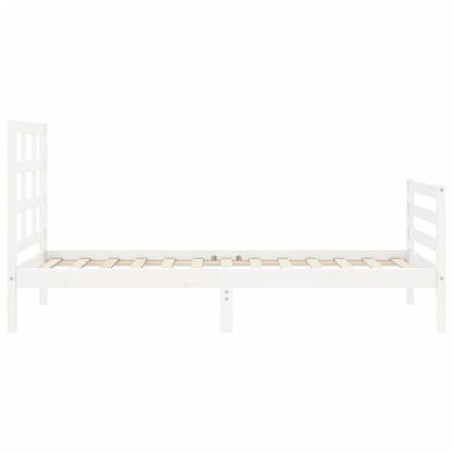 Bed Frame With Headboard White Single Solid Wood