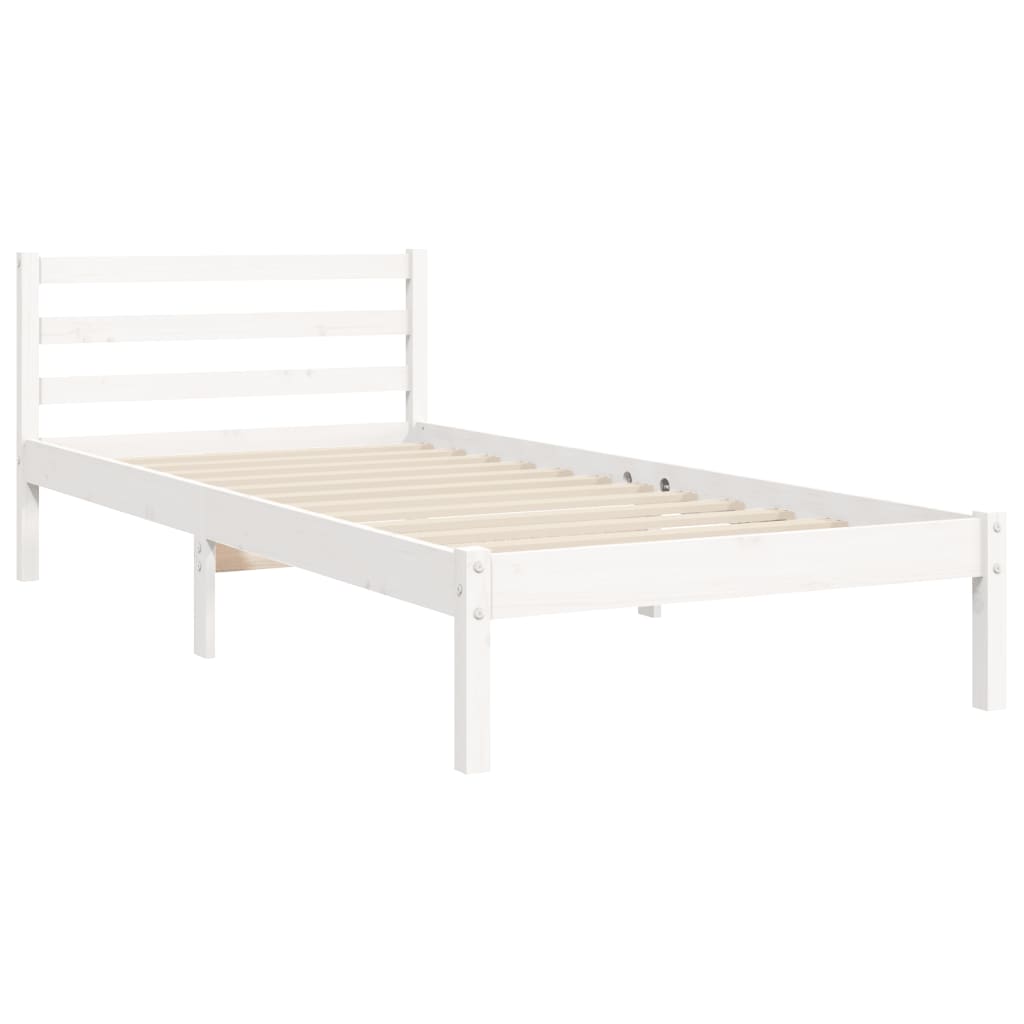 Bed Frame With Headboard White Single Solid Wood