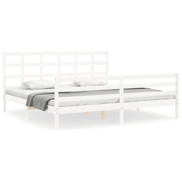 Bed Frame With Headboard White Super King Size Solid Wood