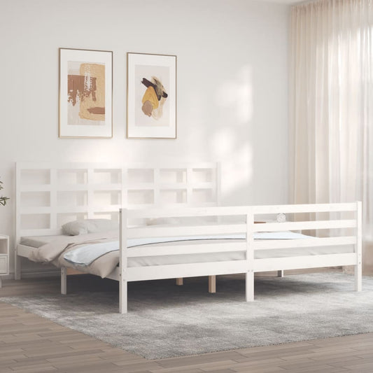 Bed Frame With Headboard White Super King Size Solid Wood