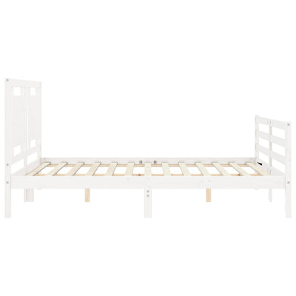 Bed Frame With Headboard White King Size Solid Wood