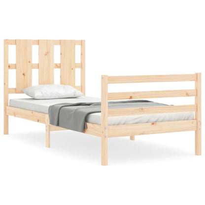 Bed Frame With Headboard Single Solid Wood