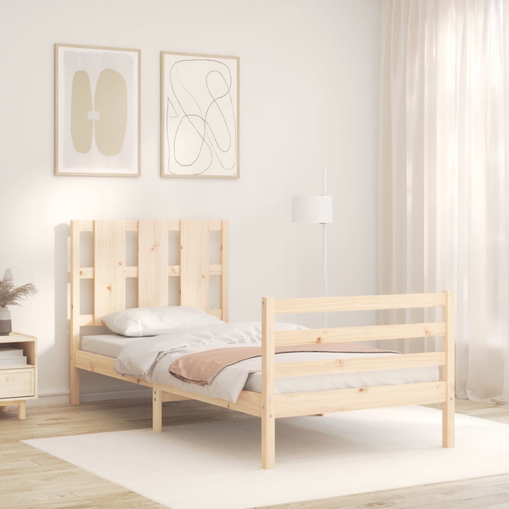 Bed Frame With Headboard Single Solid Wood