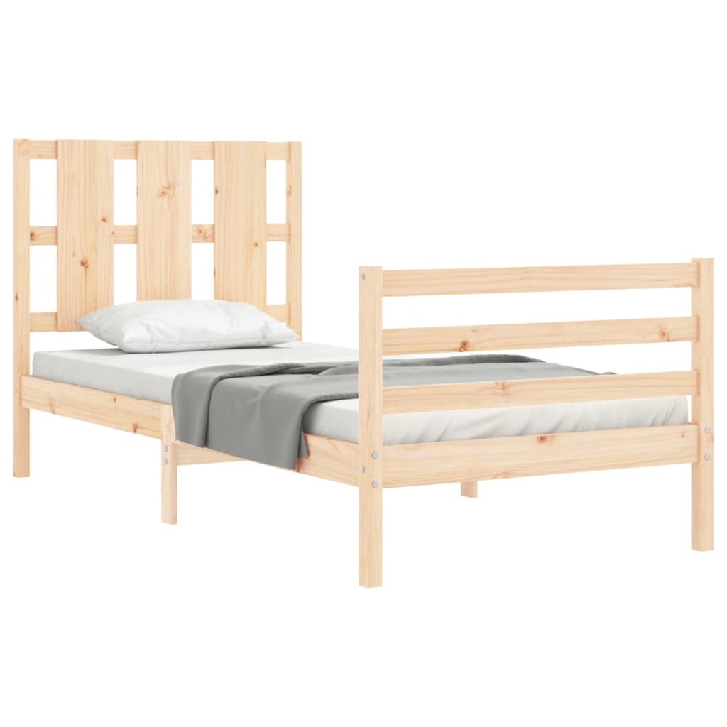 Bed Frame With Headboard Single Solid Wood