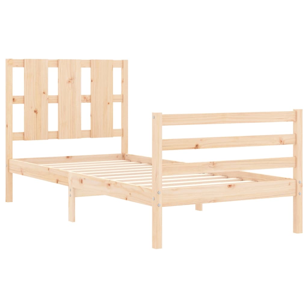 Bed Frame With Headboard Single Solid Wood