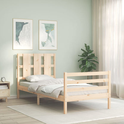 Bed Frame With Headboard Single Solid Wood