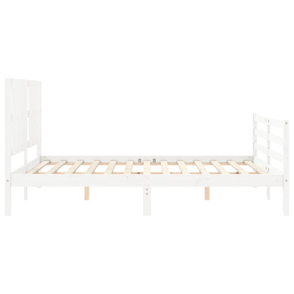 Bed Frame With Headboard White King Size Solid Wood