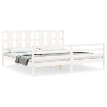 Bed Frame With Headboard White Super King Size Solid Wood