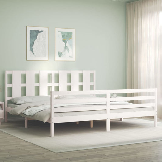 Bed Frame With Headboard White Super King Size Solid Wood