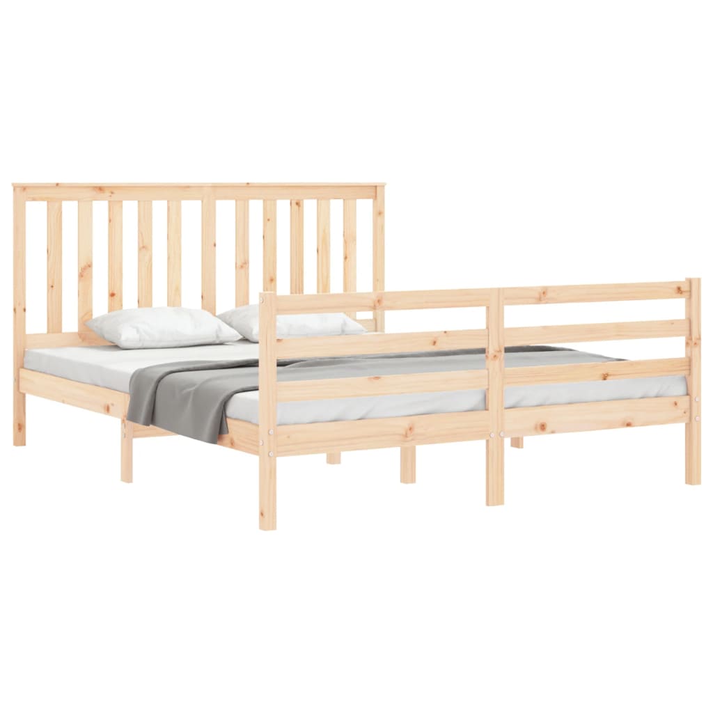 Bed Frame With Headboard King Size Solid Wood