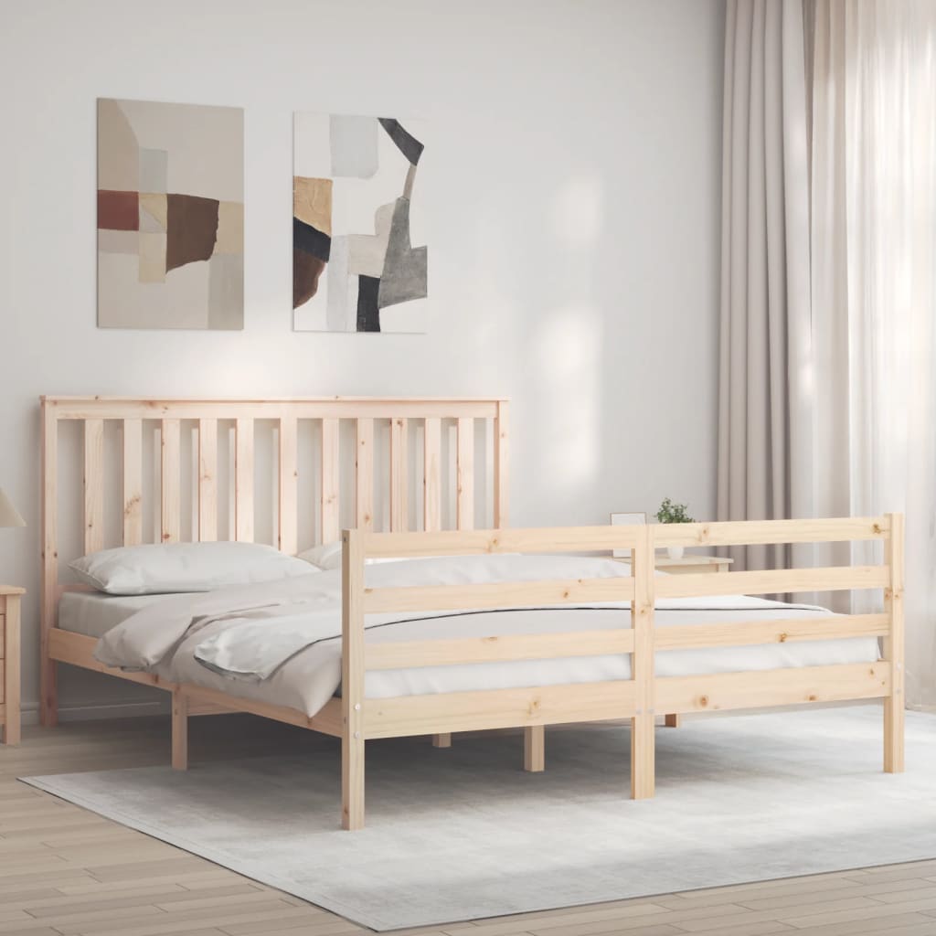 Bed Frame With Headboard King Size Solid Wood