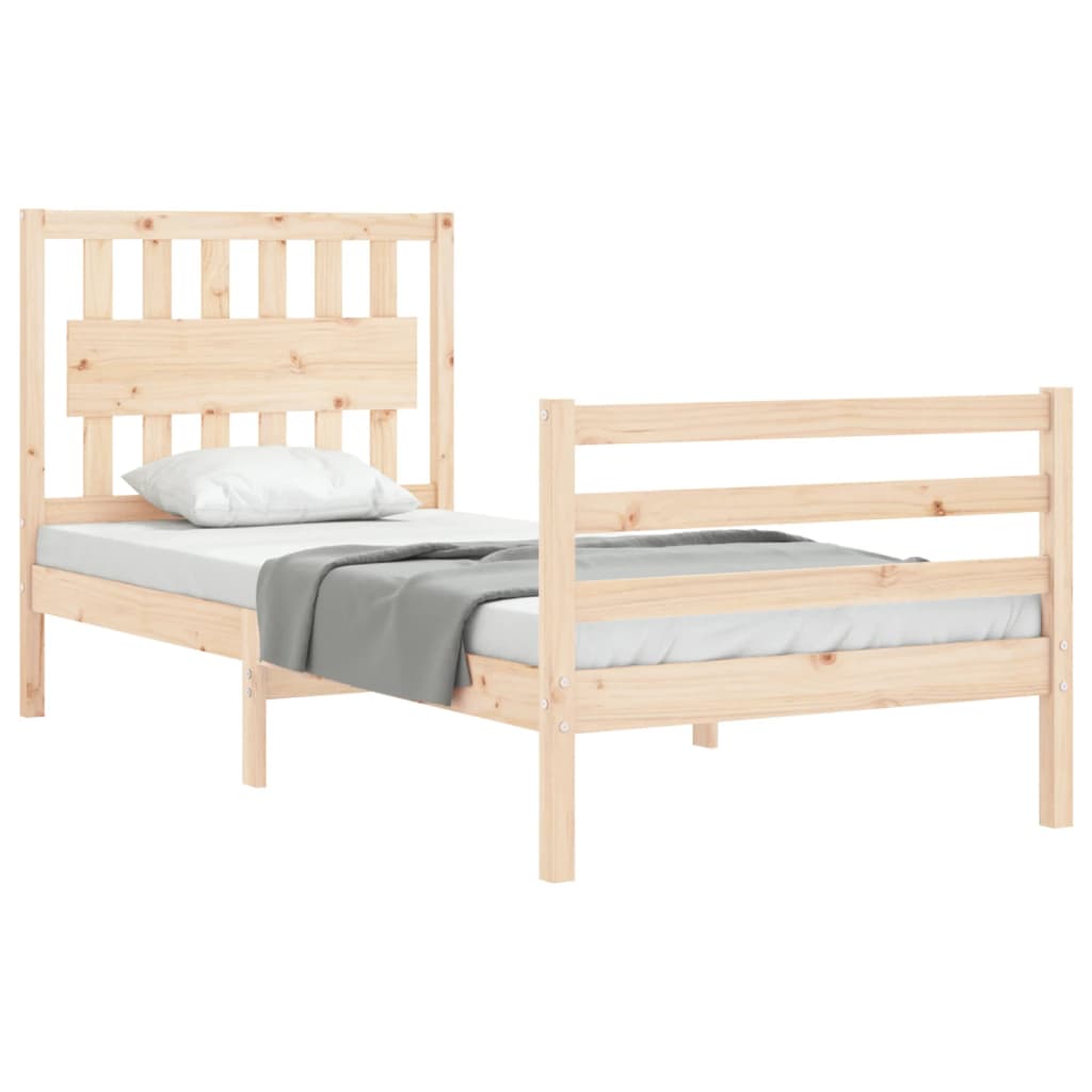 Bed Frame With Headboard Single Solid Wood