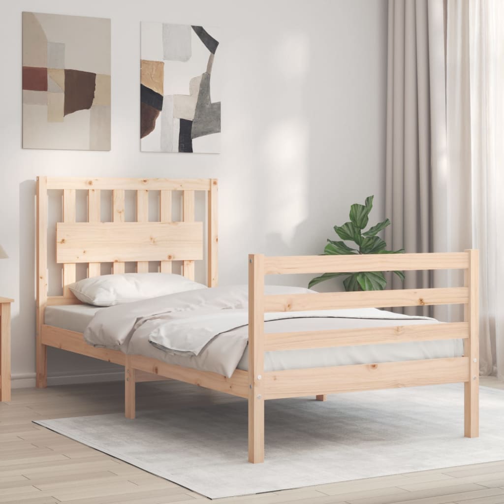 Bed Frame With Headboard Single Solid Wood