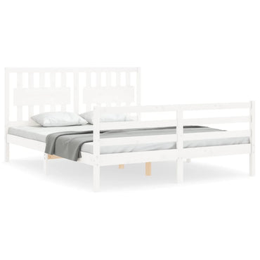 Bed Frame With Headboard White King Size Solid Wood