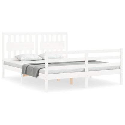 Bed Frame With Headboard White King Size Solid Wood