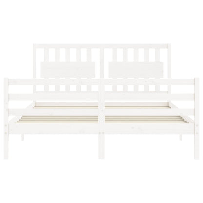 Bed Frame With Headboard White King Size Solid Wood