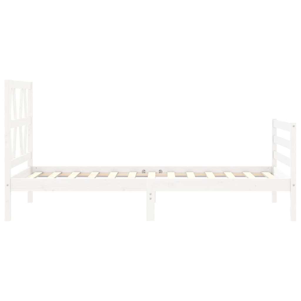 Bed Frame With Headboard White Single Solid Wood