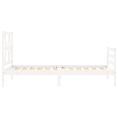 Bed Frame With Headboard White Single Solid Wood