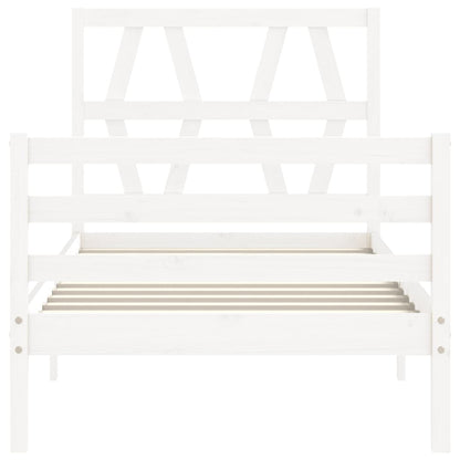 Bed Frame With Headboard White Single Solid Wood